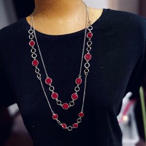 Chic Red and Silver Necklace
